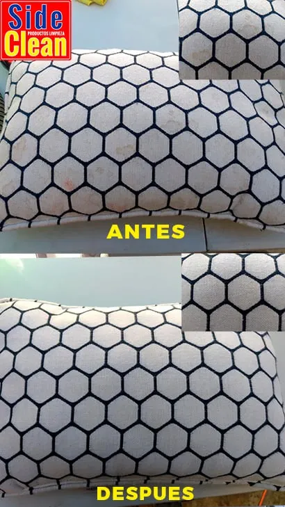 Antes y después limpieza de cojín